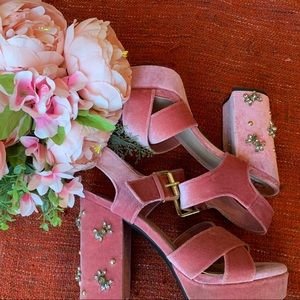 Sam Edelman Pink Velvet & Jewel Disco Heels